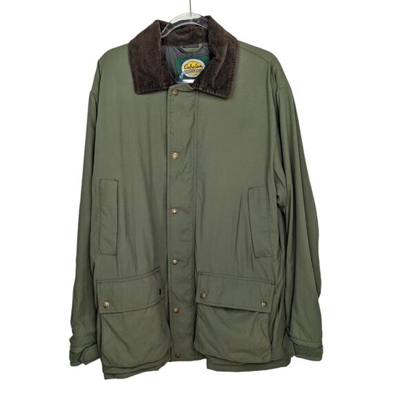 Cabelas Large Tall Mens Coat Olive Green Corduroy Collar Outdoor - Picture 1 of 11